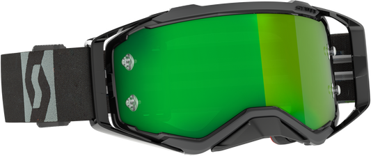 SCOTT Prospect Goggle Black/Grey Green Chrome Works - MX Goggles with Extra Wide Silicone Strap and Anti-Fog Lens