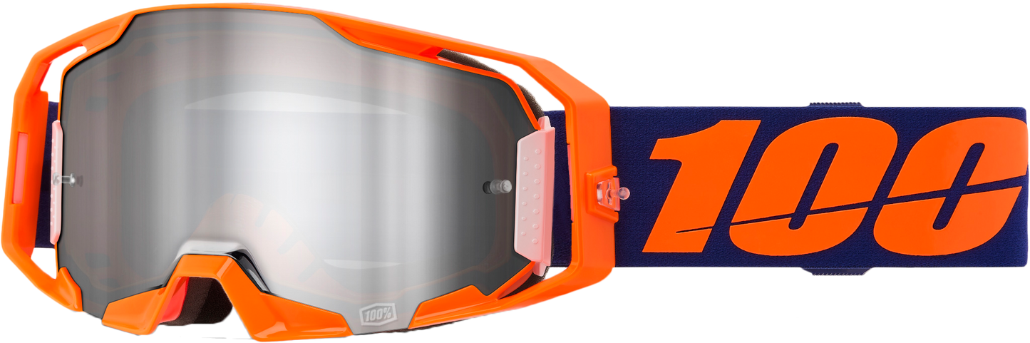 100-Percent Armatic Goggle Neon Orange Mirror Silver Flash with Quick-Release Lens System