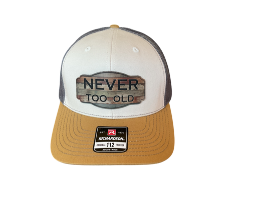 Richardson 112 Trucker Hat Never Too Old Mink Grey/Charcoal/Amber Gold