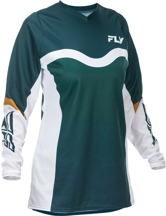 FLY RACING WOMEN'S F-16 JERSEY TEAL/WHITE/GOLD LG'LG