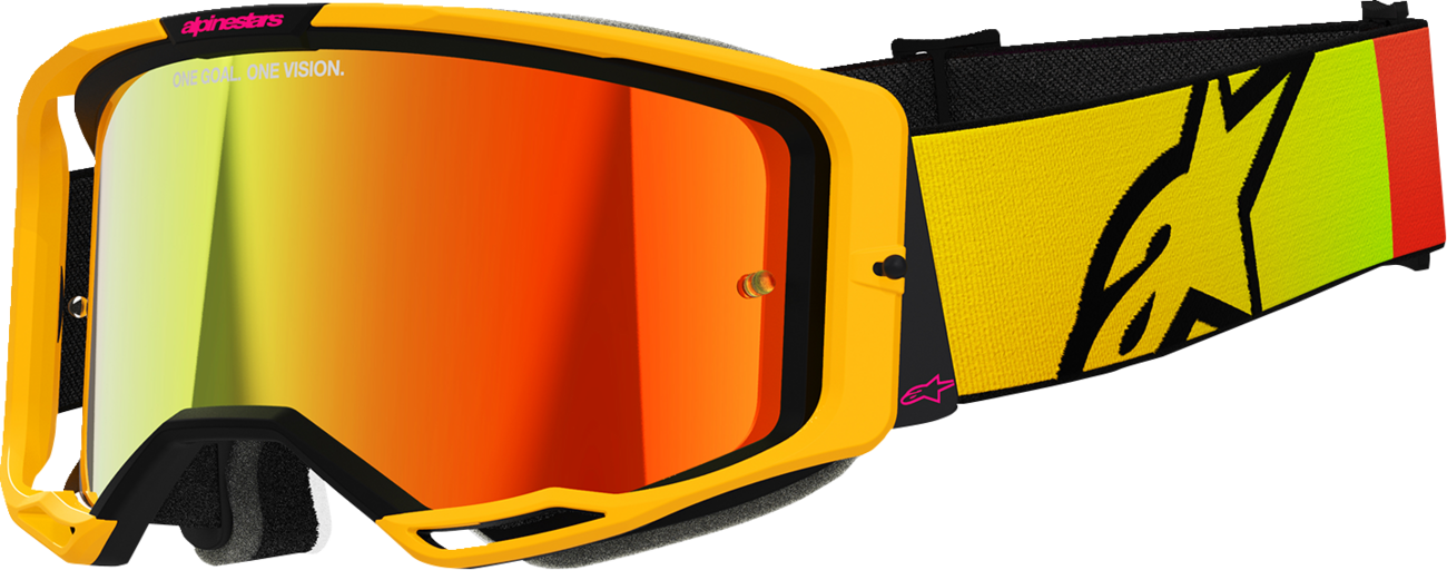 Alpinestars GOGGLES Vision 8 Goggle - Yellow/Pink with Red Mirror Lens (Part #5101625-5023)