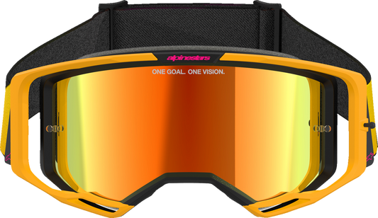 Alpinestars GOGGLES Vision 8 Goggle - Yellow/Pink with Red Mirror Lens (Part #5101625-5023)