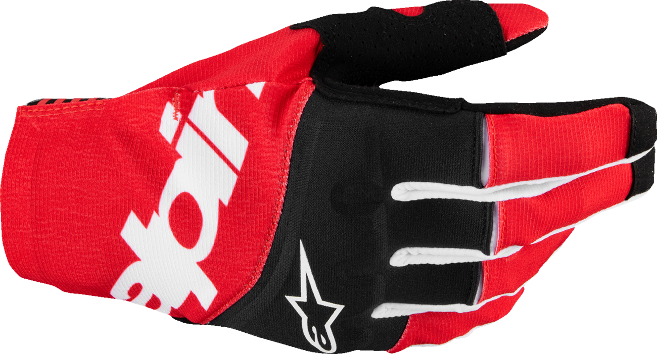 Alpinestars Techstar MX Gloves - Black and Bright Red, Small (Part Number 3560125-1303-S)