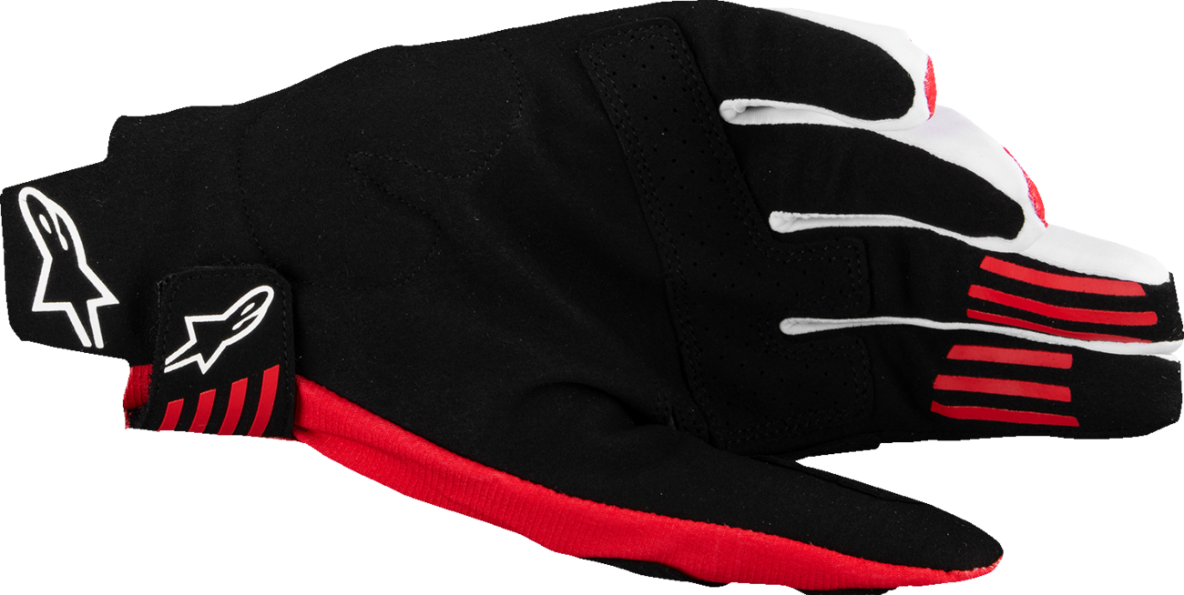 Alpinestars Techstar MX Gloves - Black and Bright Red, Small (Part Number 3560125-1303-S)