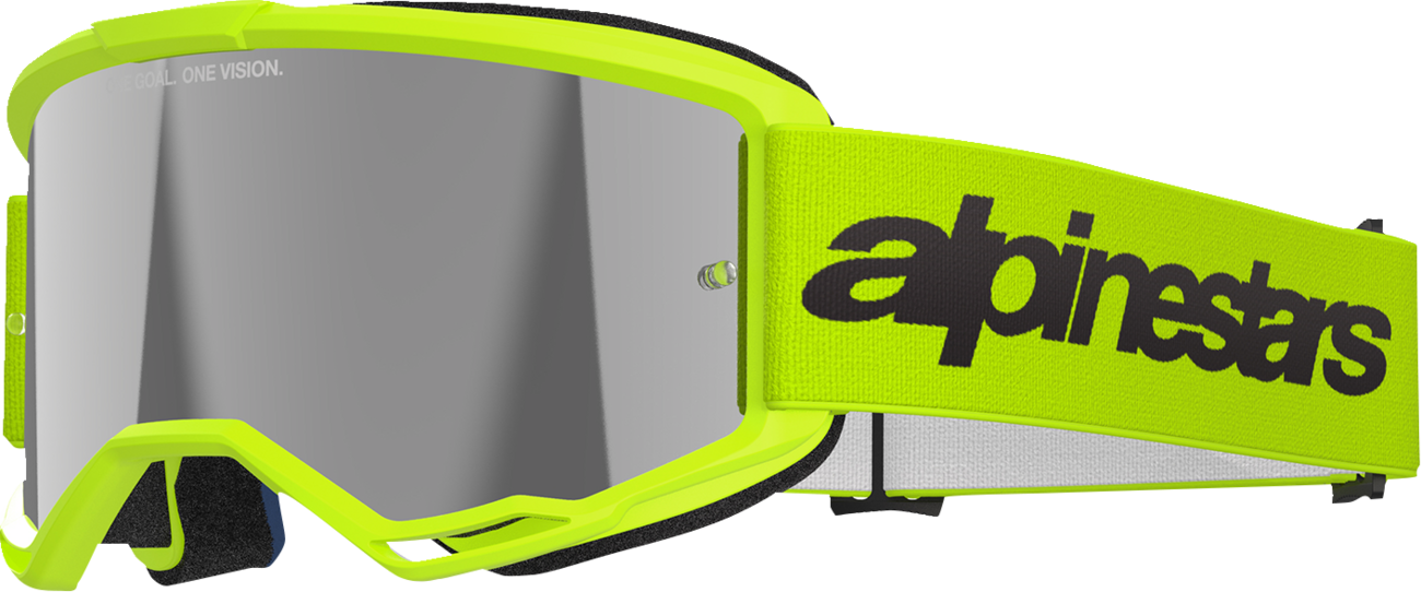 Alpinestars GOGGLES Vision 3 Goggle - Wordmark Yellow Fluo with Silver Mirror Lens - Part 5103225-5299