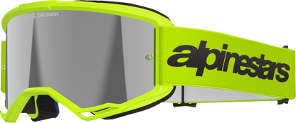 Alpinestars GOGGLES Vision 3 Goggle - Wordmark Yellow Fluo with Silver Mirror Lens - Part 5103225-5299