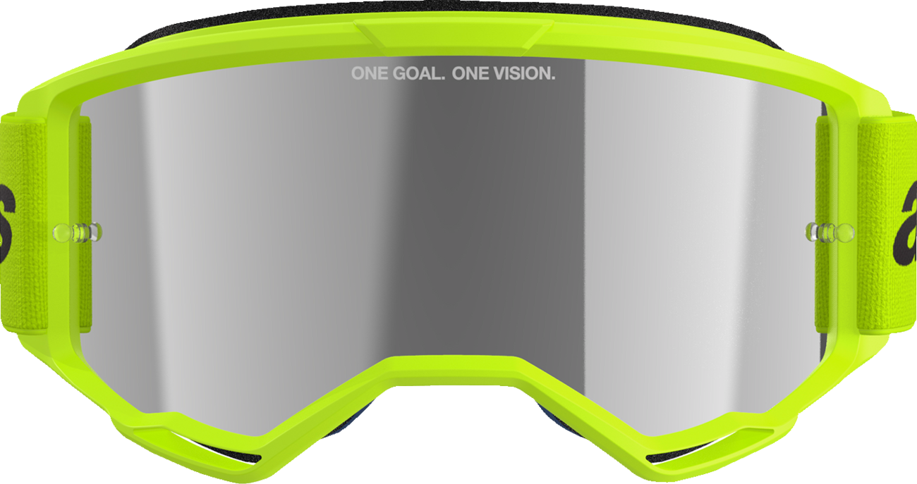 Alpinestars GOGGLES Vision 3 Goggle - Wordmark Yellow Fluo with Silver Mirror Lens - Part 5103225-5299