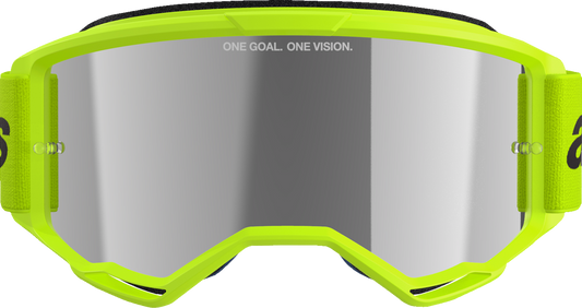 Alpinestars GOGGLES Vision 3 Goggle - Wordmark Yellow Fluo with Silver Mirror Lens - Part 5103225-5299