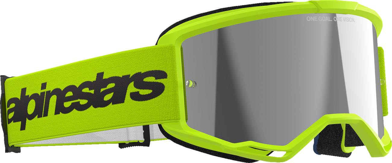 Alpinestars GOGGLES Vision 3 Goggle - Wordmark Yellow Fluo with Silver Mirror Lens - Part 5103225-5299