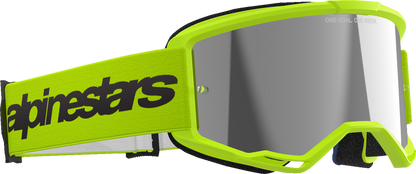 Alpinestars GOGGLES Vision 3 Goggle - Wordmark Yellow Fluo with Silver Mirror Lens - Part 5103225-5299