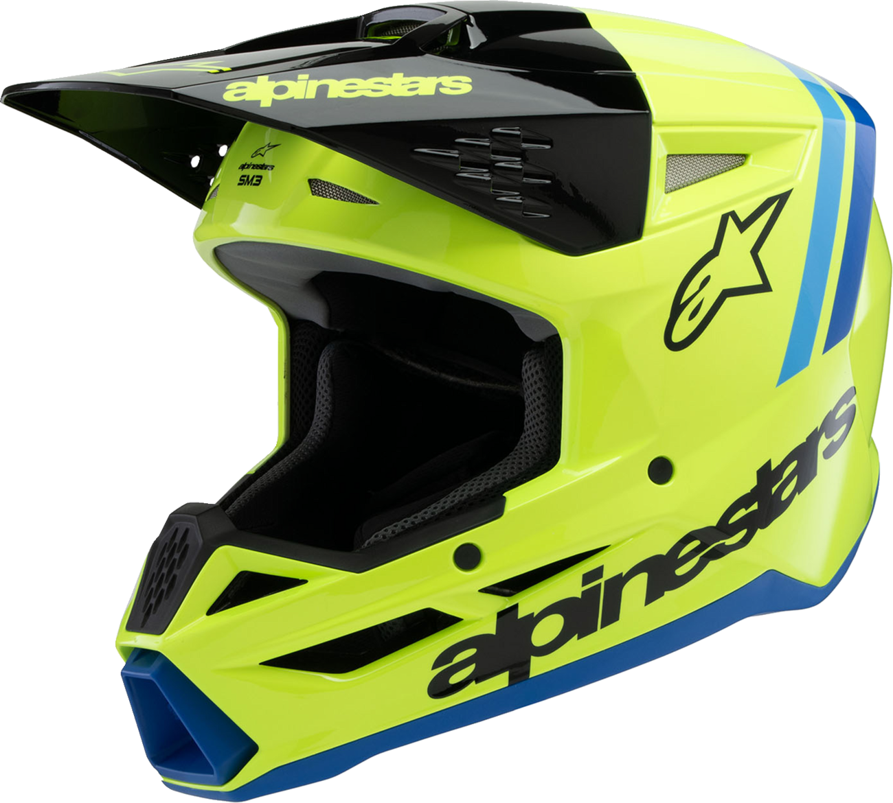 Alpinestars Youth SM3 Helmet Radium Gloss Yellow Fluo/Black/Blue - Medium 8301825-5017-YM
