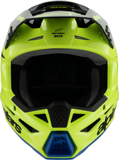 Alpinestars Youth SM3 Helmet Radium Gloss Yellow Fluo/Black/Blue - Medium 8301825-5017-YM