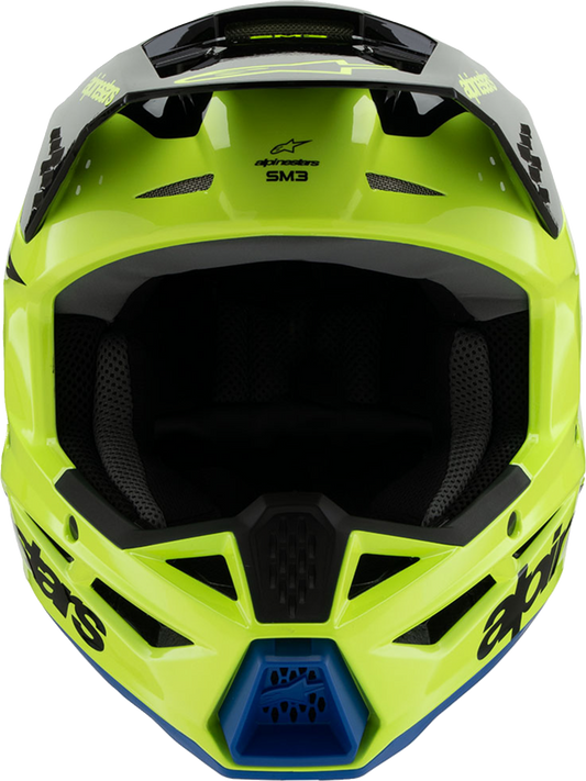 Alpinestars Youth SM3 Helmet Radium Gloss Yellow Fluo/Black/Blue - Medium 8301825-5017-YM