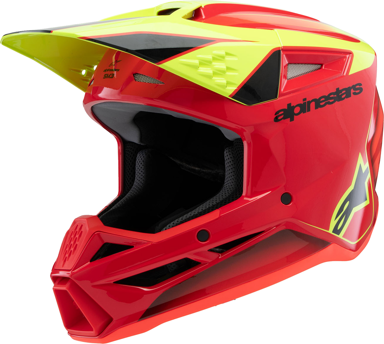 Alpinestars Youth SM3 Helmet - Fray Gloss Red/Yellow Fluo/Black, Medium - Part 8301625-3051-YM