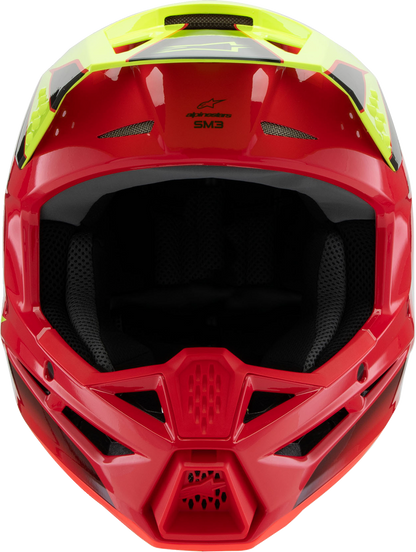 Alpinestars Youth SM3 Helmet - Fray Gloss Red/Yellow Fluo/Black, Medium - Part 8301625-3051-YM