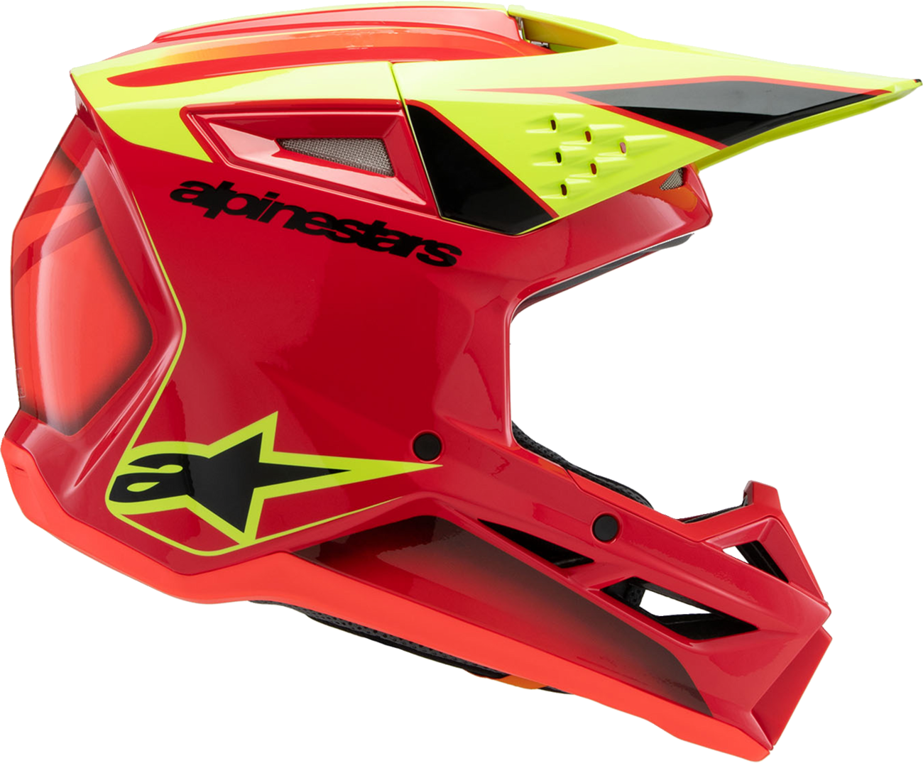 Alpinestars Youth SM3 Helmet - Fray Gloss Red/Yellow Fluo/Black, Medium - Part 8301625-3051-YM