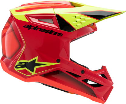Alpinestars Youth SM3 Helmet - Fray Gloss Red/Yellow Fluo/Black, Medium - Part 8301625-3051-YM