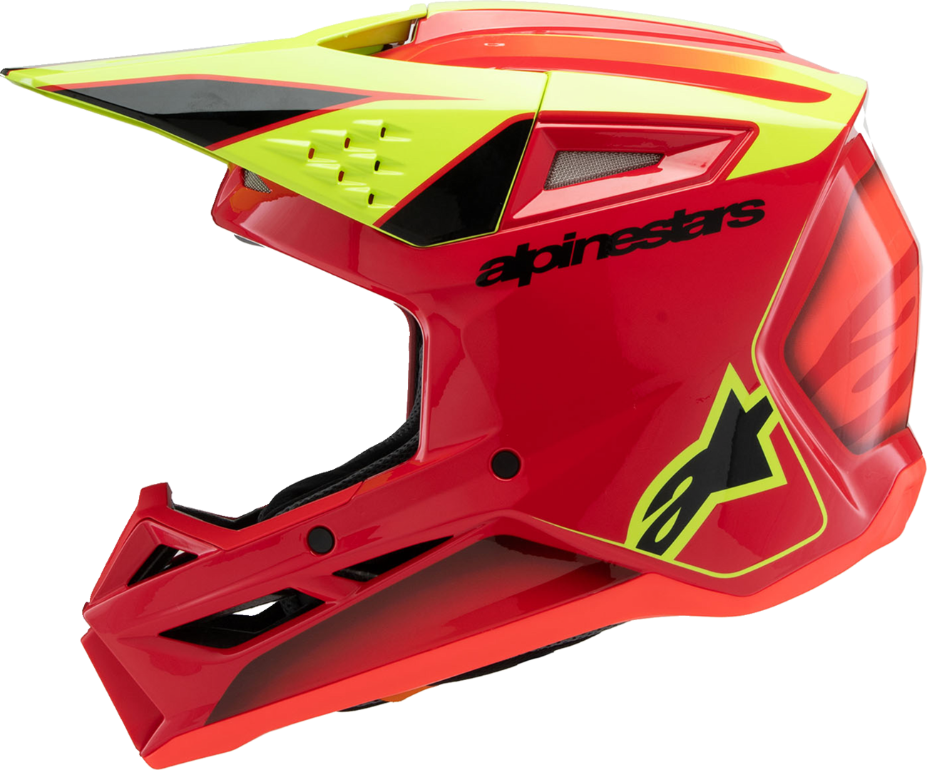 Alpinestars Youth SM3 Helmet - Fray Gloss Red/Yellow Fluo/Black, Medium - Part 8301625-3051-YM