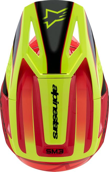 Alpinestars Youth SM3 Helmet - Fray Gloss Red/Yellow Fluo/Black, Medium - Part 8301625-3051-YM