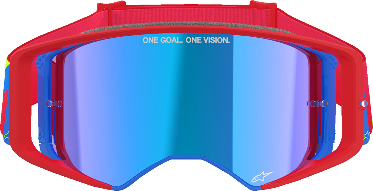 Alpinestars GOGGLES Supertech Goggle – Corp Red/Blue with ABS Vision Blue Mirror Lens, Part 5100325-3055