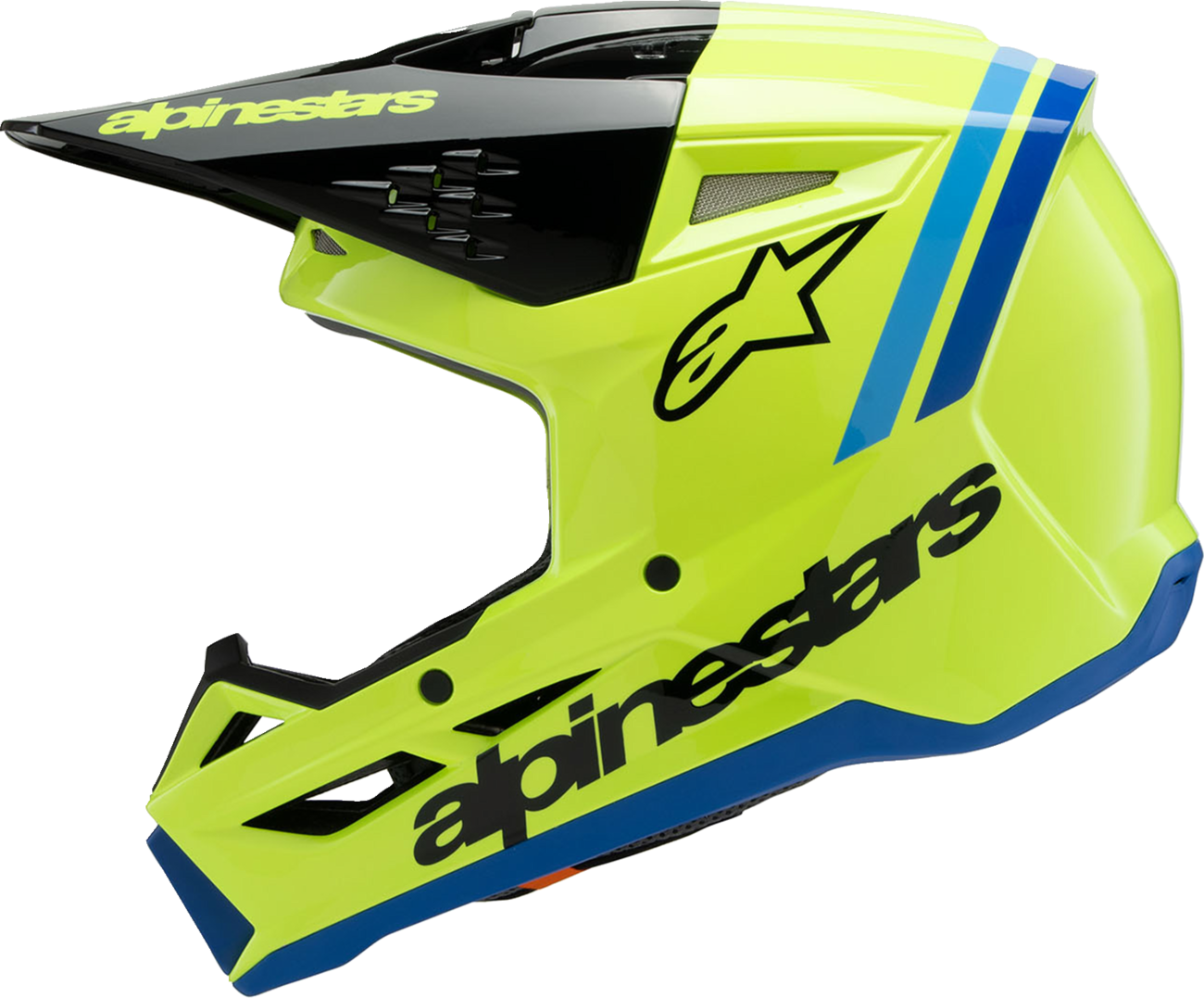 Alpinestars Youth SM3 Helmet Radium Gloss Yellow Fluo/Black/Blue - Medium 8301825-5017-YM