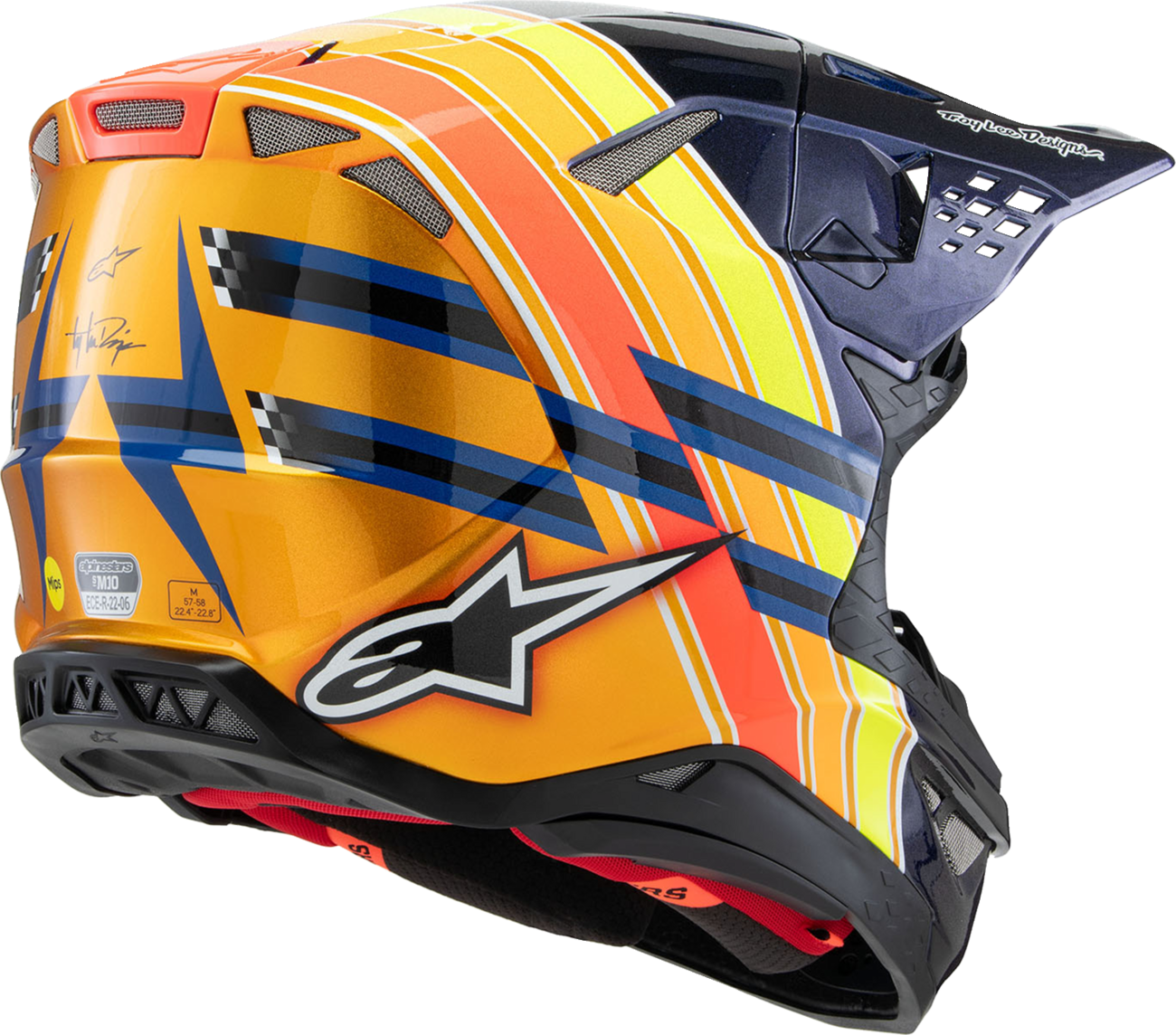 Alpinestars Supertech M10 Helmet TLD Edition 25 – MIPS® Gloss Dark Blue/Orange/Yellow/Fluo Red, 2XL