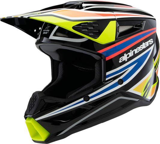 Alpinestars Youth SM3 Helmet - Wurx, Small, Gloss Black/Yellow Fluo/Blue/Red, Part Number 8302025-1574-YS