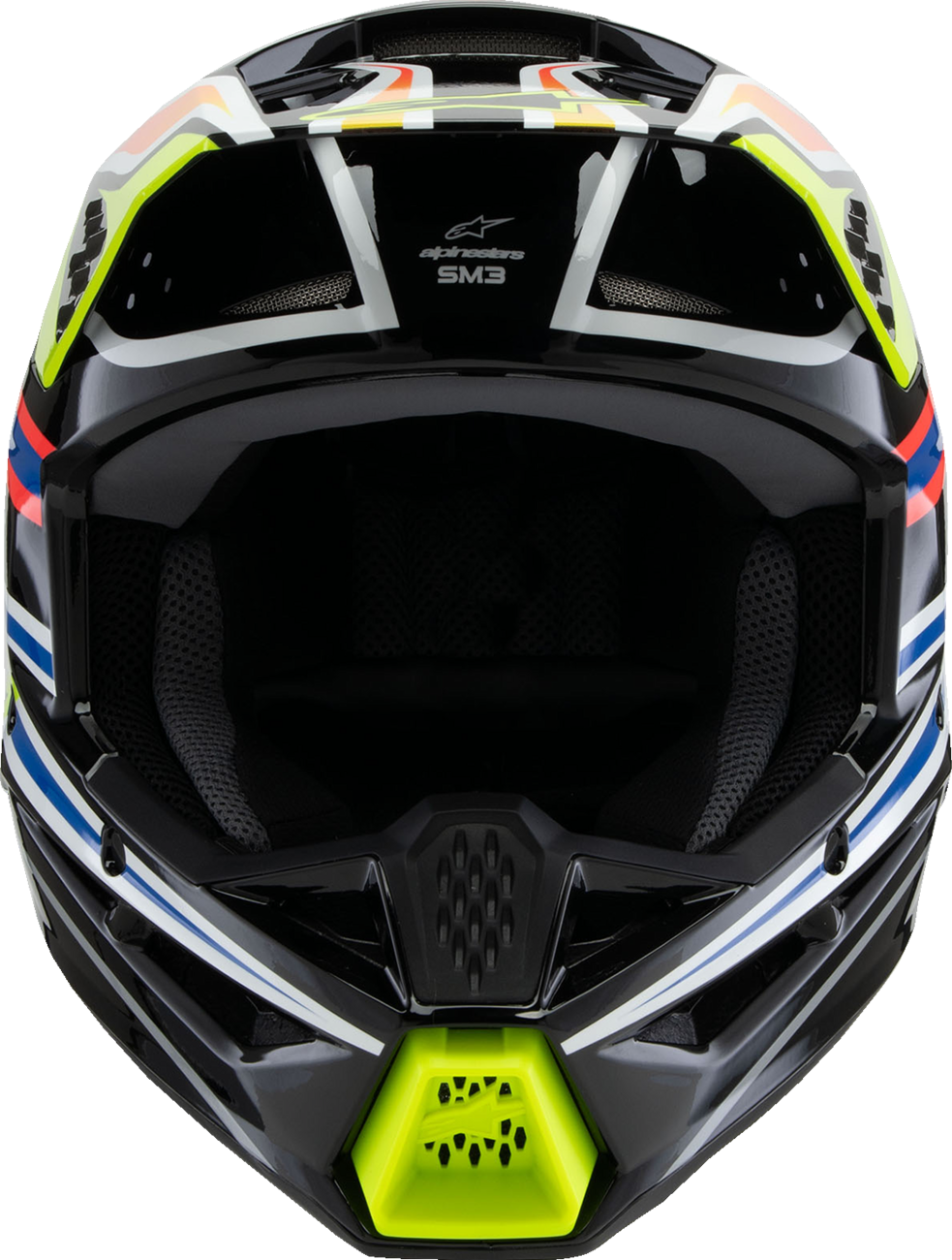 Alpinestars Youth SM3 Helmet - Wurx, Small, Gloss Black/Yellow Fluo/Blue/Red, Part Number 8302025-1574-YS