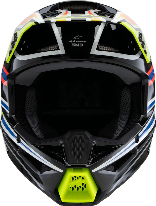 Alpinestars Youth SM3 Helmet - Wurx, Small, Gloss Black/Yellow Fluo/Blue/Red, Part Number 8302025-1574-YS