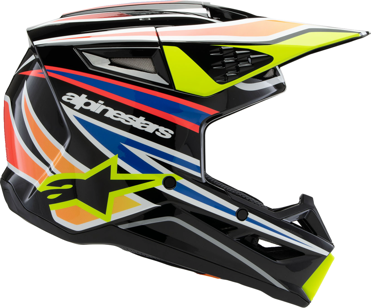 Alpinestars Youth SM3 Helmet - Wurx, Small, Gloss Black/Yellow Fluo/Blue/Red, Part Number 8302025-1574-YS