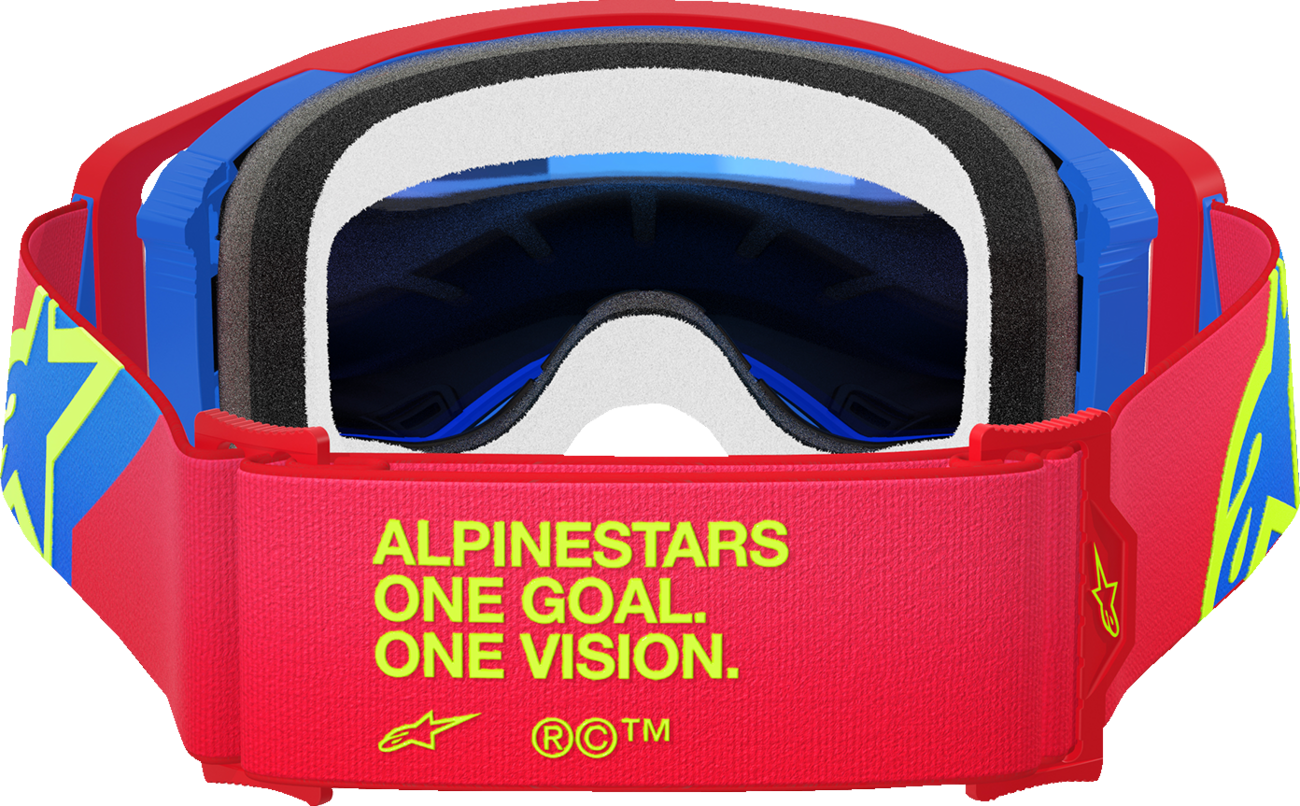 Alpinestars GOGGLES Supertech Goggle – Corp Red/Blue with ABS Vision Blue Mirror Lens, Part 5100325-3055