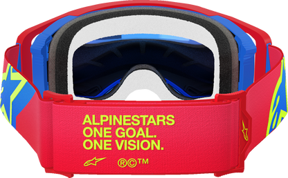 Alpinestars GOGGLES Supertech Goggle – Corp Red/Blue with ABS Vision Blue Mirror Lens, Part 5100325-3055