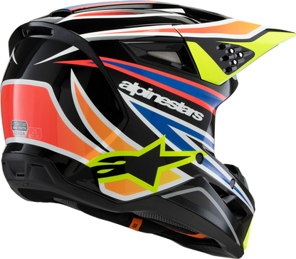 Alpinestars Youth SM3 Helmet - Wurx, Small, Gloss Black/Yellow Fluo/Blue/Red, Part Number 8302025-1574-YS
