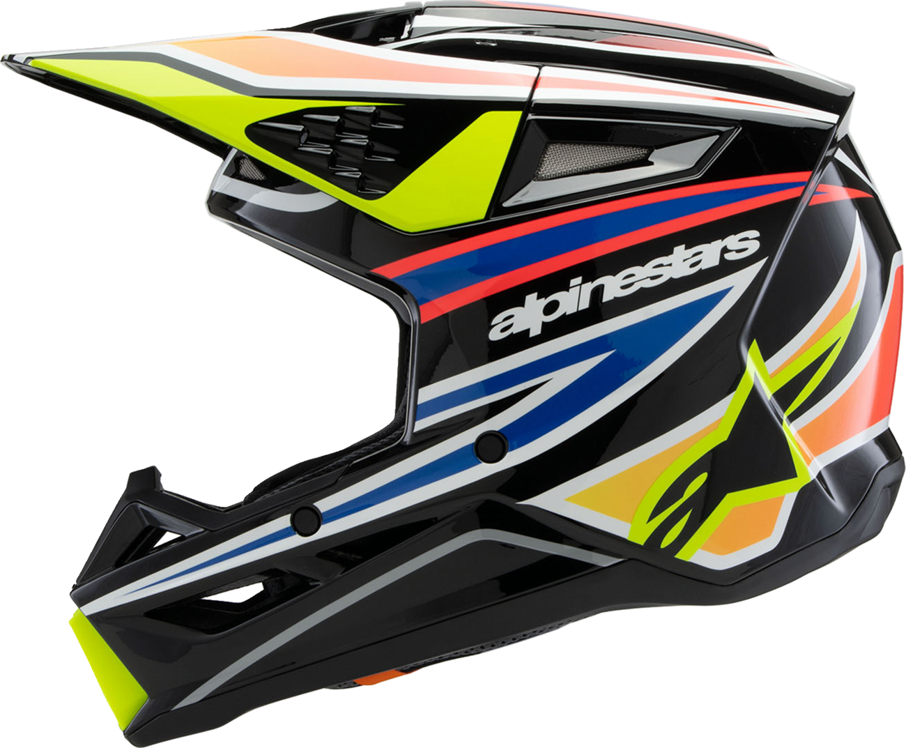 Alpinestars Youth SM3 Helmet - Wurx, Small, Gloss Black/Yellow Fluo/Blue/Red, Part Number 8302025-1574-YS
