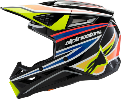 Alpinestars Youth SM3 Helmet - Wurx, Small, Gloss Black/Yellow Fluo/Blue/Red, Part Number 8302025-1574-YS