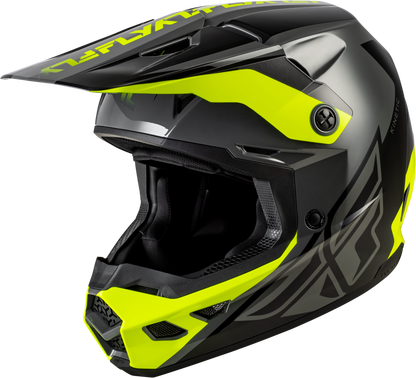 FLY Racing Kinetic Crest Helmet Grey/Black/Hi Vis 2X – Off-Road Motorcycle Helmet with Advanced Ventilation