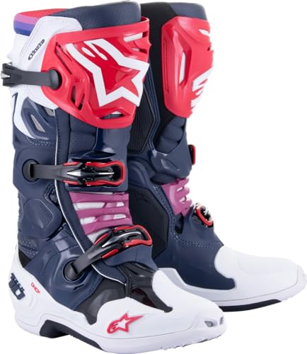 Alpinestars 2010520-7062-14: Tech 10 Supervented Boots Night Nvy/Wht/Rainbow Sz 14
