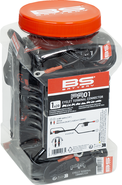 BS Battery Eyelet Connector Set - 20 Pack with 2x M6 Eyelets and 3A Fuse for Battery Terminals - Part 700573