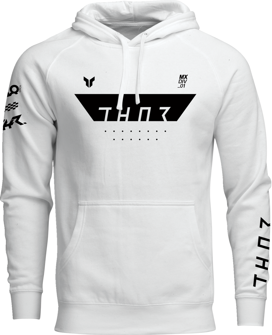 THOR Rogue Pullover Hoodie White XL 3050-7037 - Heavyweight Cotton-Polyester Blend with Screen Printed Graphics