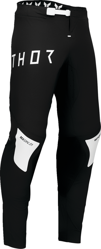 THOR Sportmode Strike Pants - Black/White, US 28 | Durable Nylon Construction with Moisture-Wicking Comfort