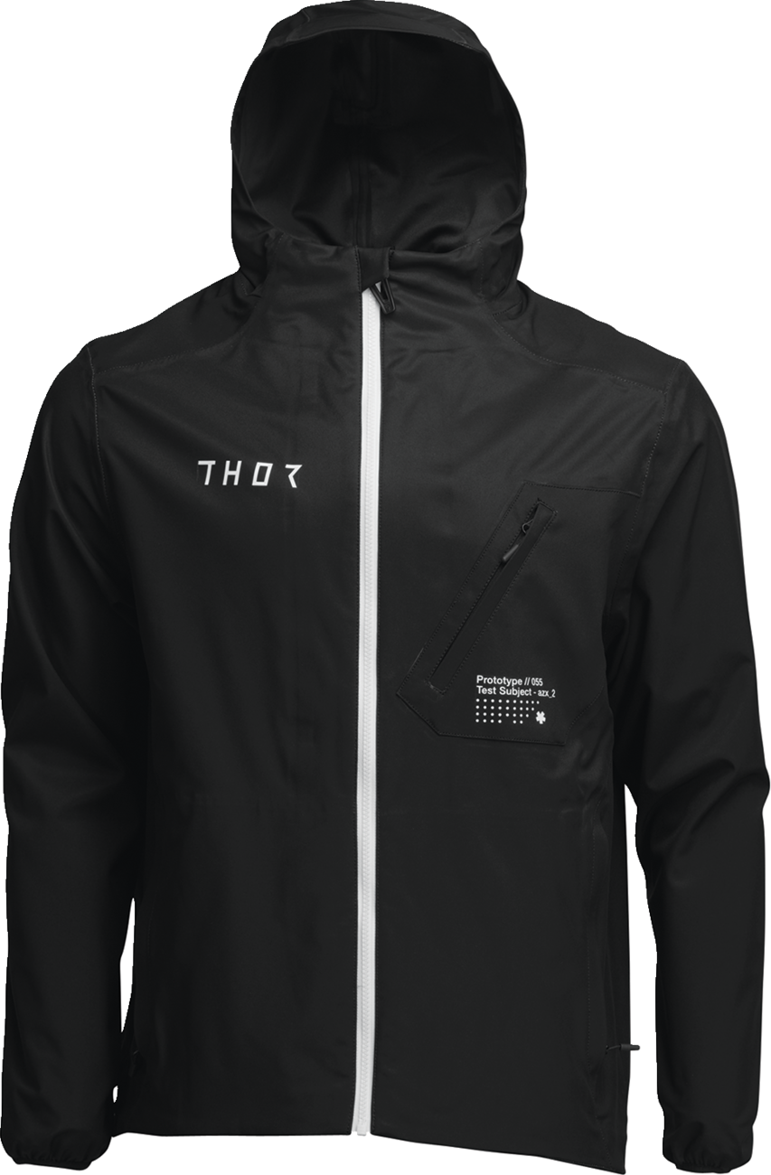 THOR Unit Lite Shell Jacket - Black, Size Small - Water-Resistant with Zipped Pockets and Drop Tail Design