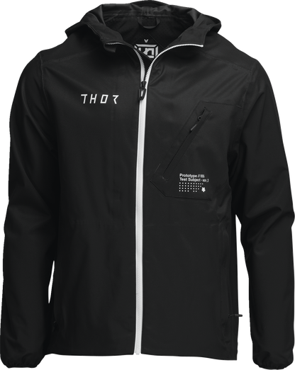 THOR Unit Lite Shell Jacket - Black, Size Small - Water-Resistant with Zipped Pockets and Drop Tail Design