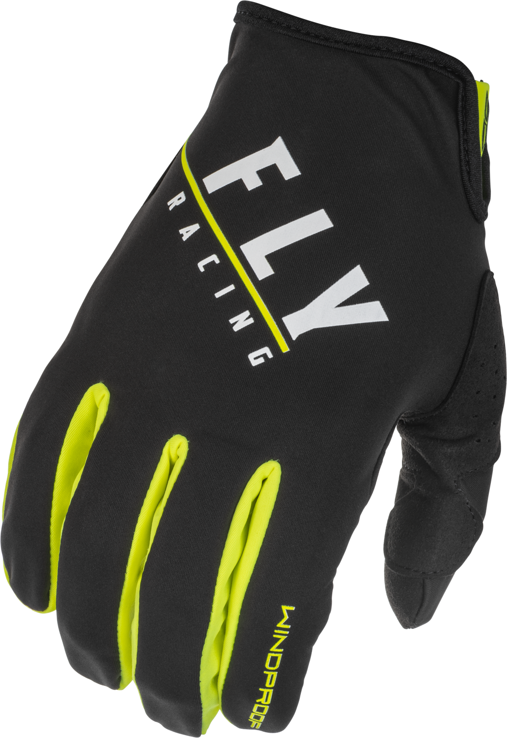 Fly Racing Windproof Gloves Black/Hi Vis, Size 8 – Lightweight, Breathable, and Durable for High-Performance Sports