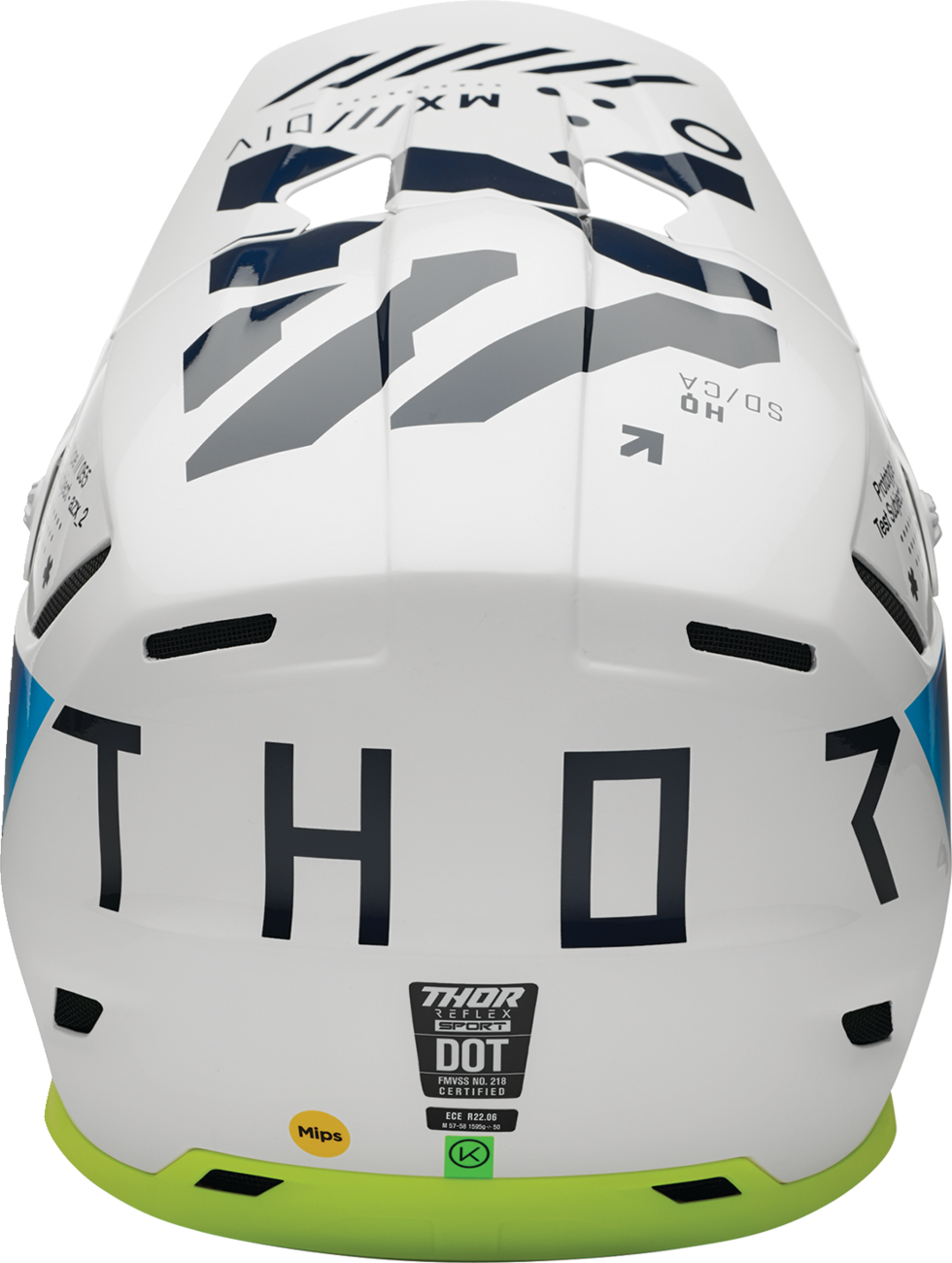 THOR Reflex Sport Helmet Strike MIPS® Navy/Acid Large - Durable Protective Motorcycle Helmet