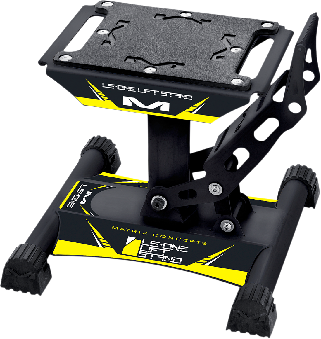 MATRIX Concepts LLC LS1-104 Yellow Motorcycle Stand with Anti-Slip Rubber Top and Self-Locking Pedal