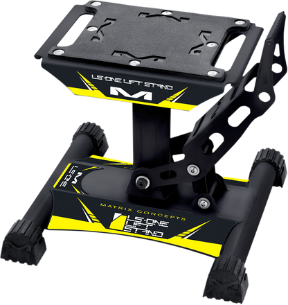 MATRIX Concepts LLC LS1-104 Yellow Motorcycle Stand with Anti-Slip Rubber Top and Self-Locking Pedal