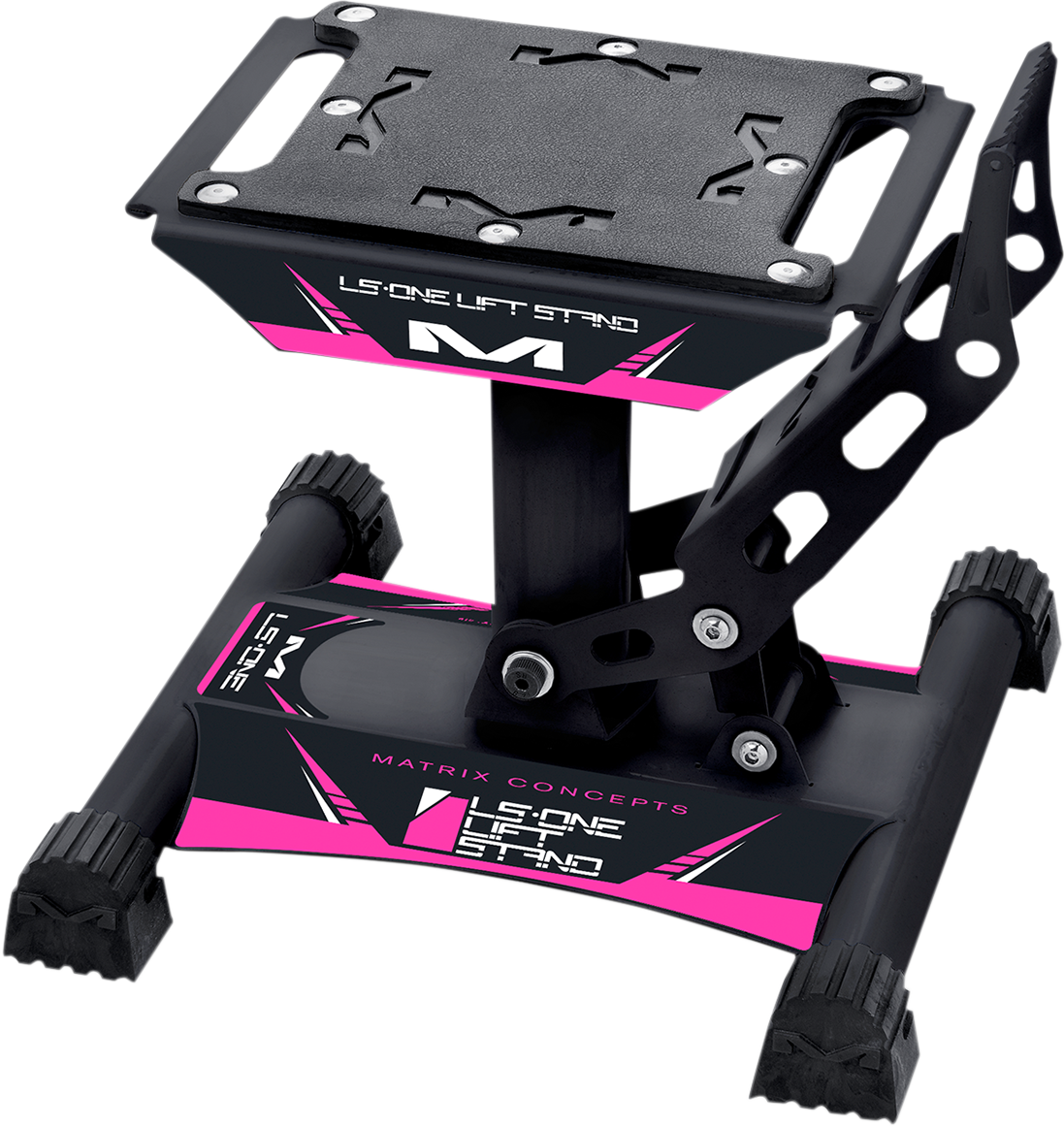 MATRIX CONCEPTS LS1-109 Pink Motorcycle Stand with Anti-Slip Rubber Top and Adjustable Heights