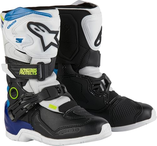 Alpinestars Tech 3S Kids MX Boots (White/Black/Enamel Blue, 12)