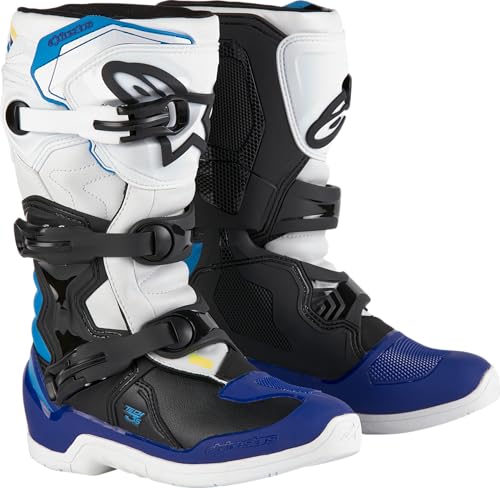 Alpinestars Tech 3S Youth MX Boots (White/Black/Enamel Blue, 5)