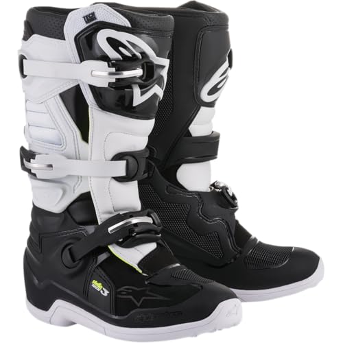 Alpinestars Stella Tech 3 Women's Motorcycle Boots, CE-Certified Off-Road Gear, Durable & Lightweight Motocross Protection, 9, Black/White